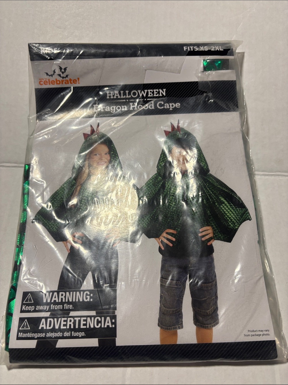 Kids' Green Dragon Hooded Cape Costume